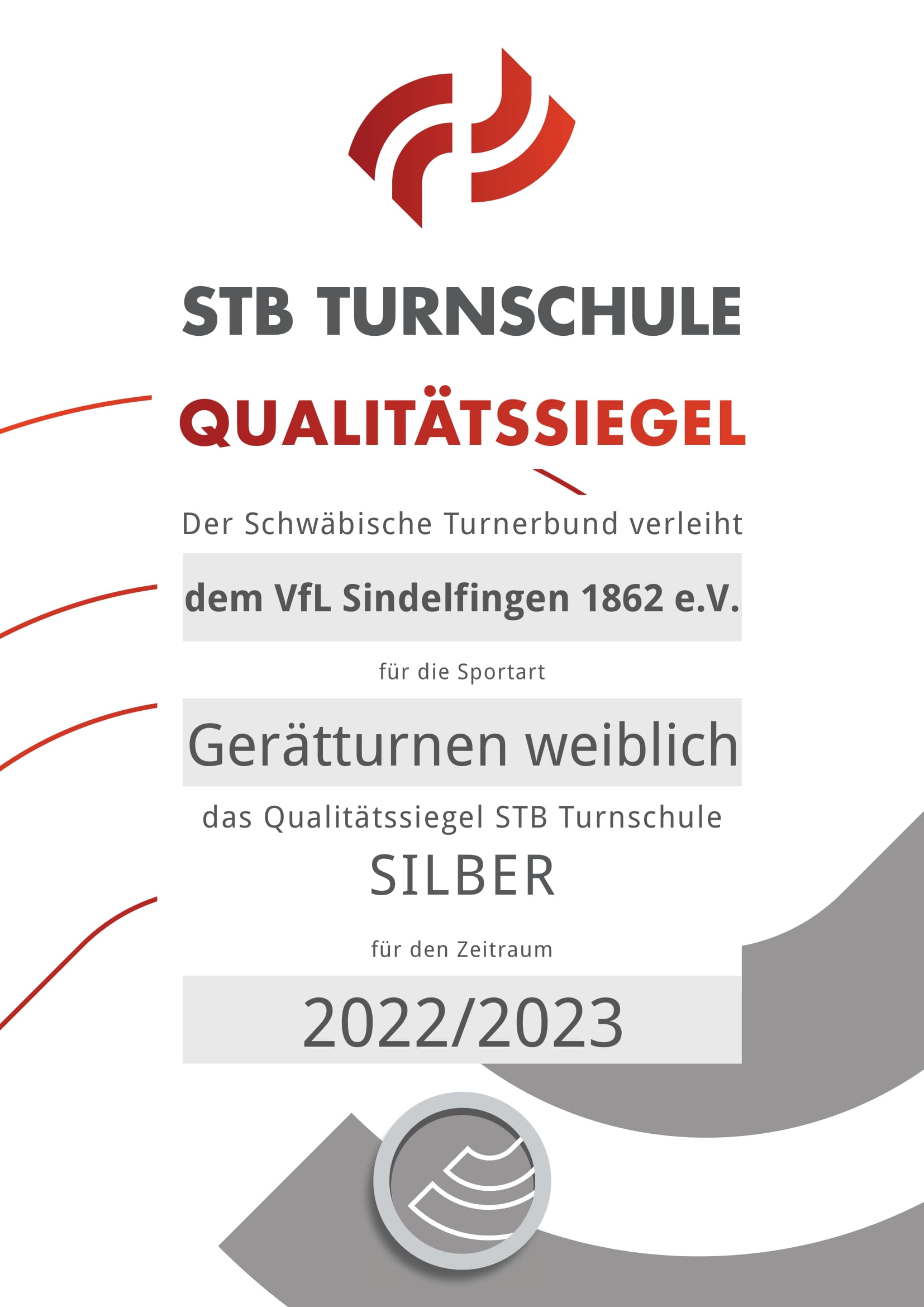 Die Turnschlule Flick-Flack ist eine mit Silber zertifizierte STB Turnschule
